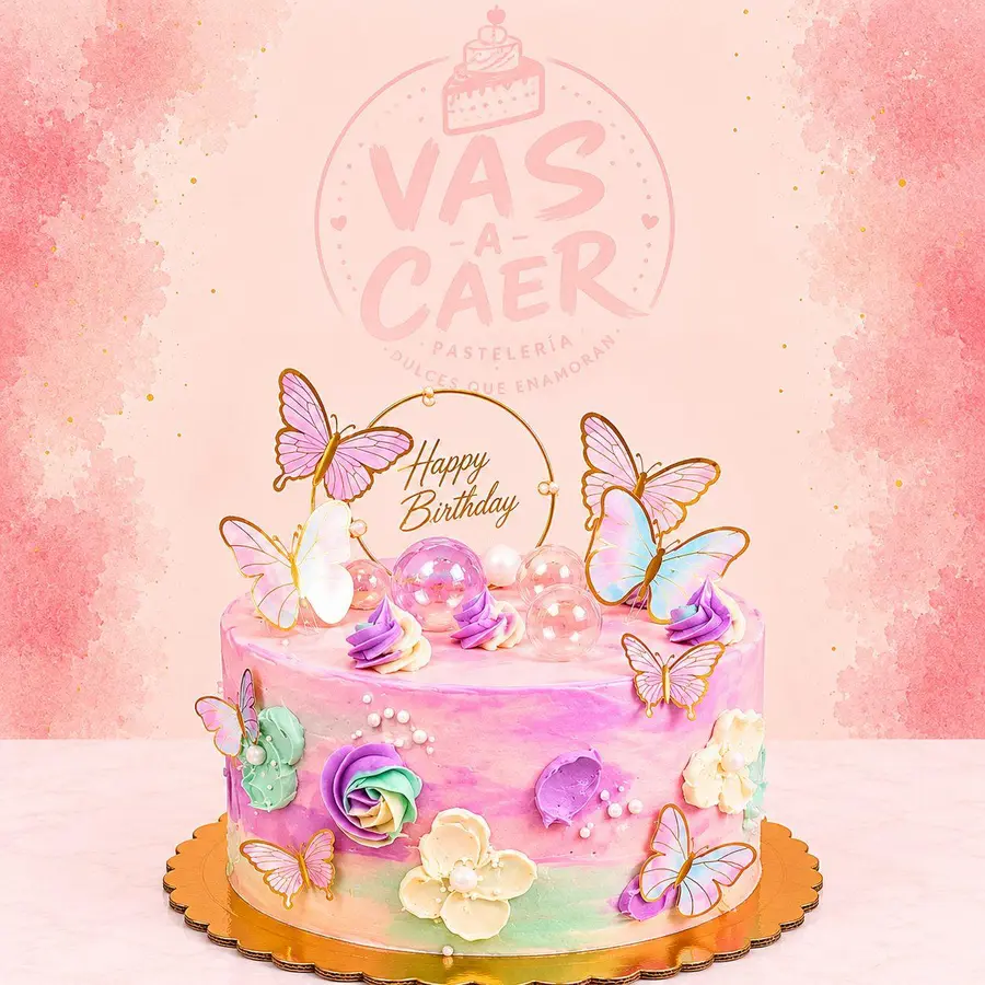 Tarta de mariposas tie-dye